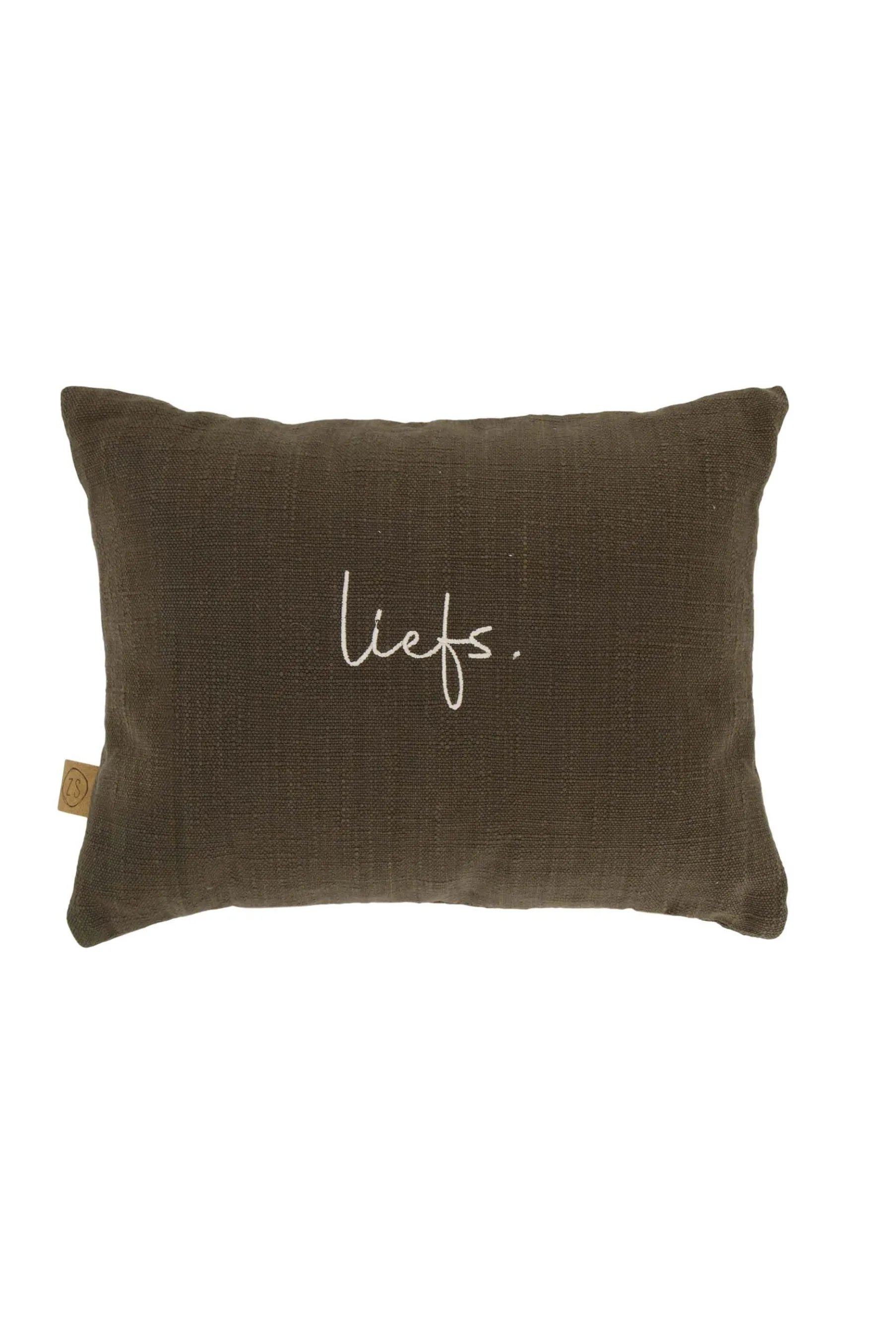 zusss kussen liefs met hartjes 35x25cm groengrijs