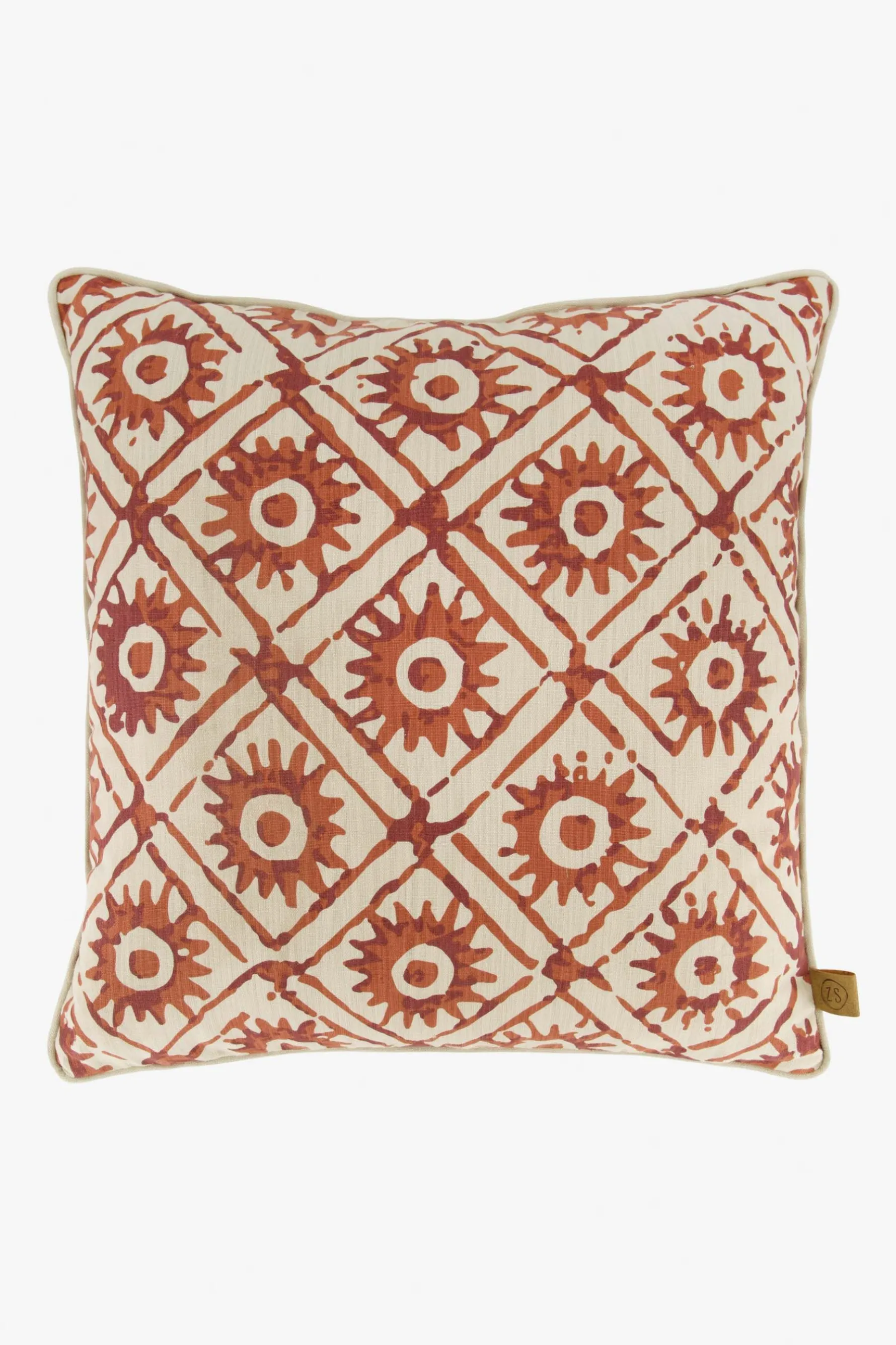 zusss kussen zonnetjesprint 45x45cm peper en zout/brique