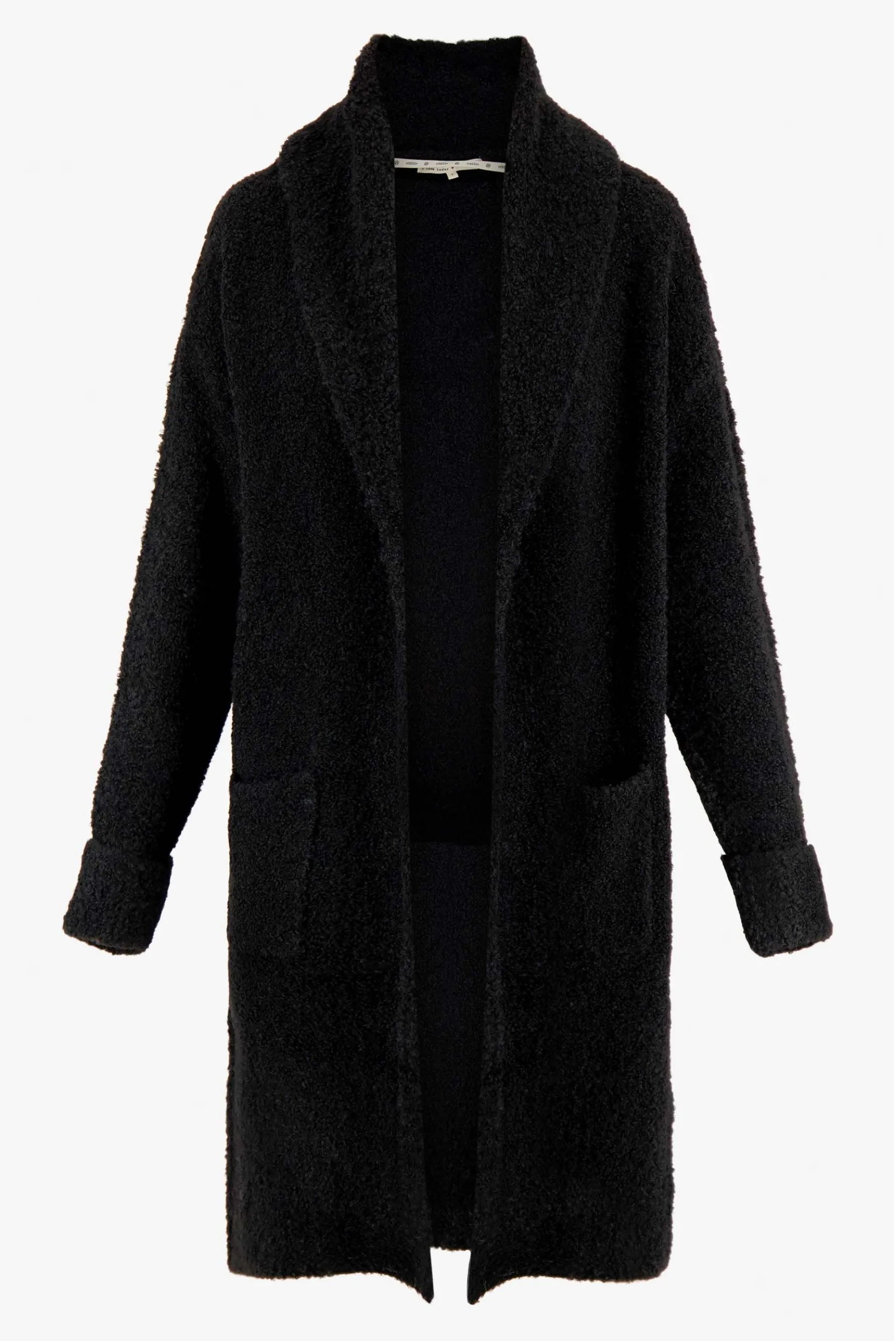 zusss lang boucle vest zwart