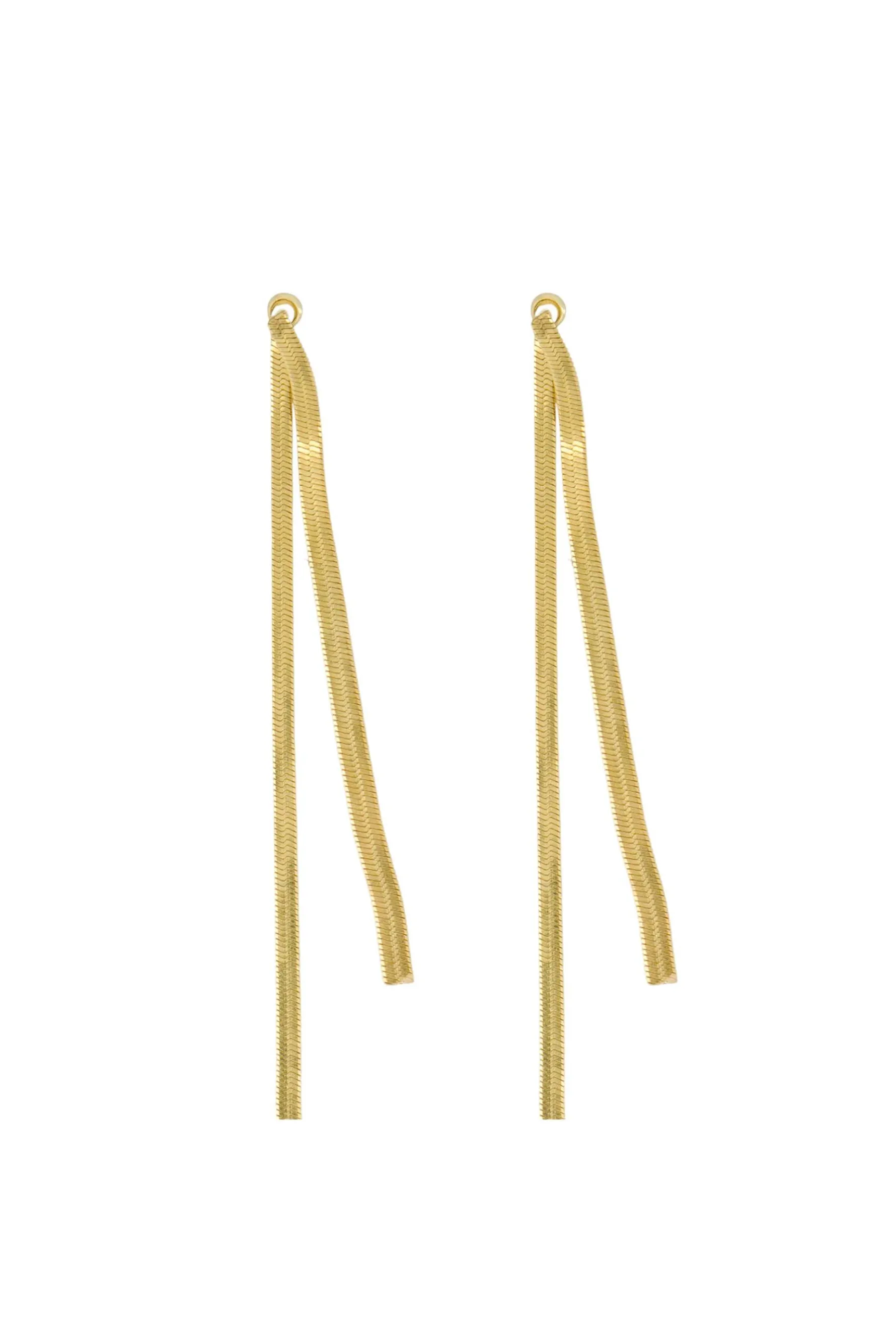 zusss lange oorbel met visgraat structuur goud