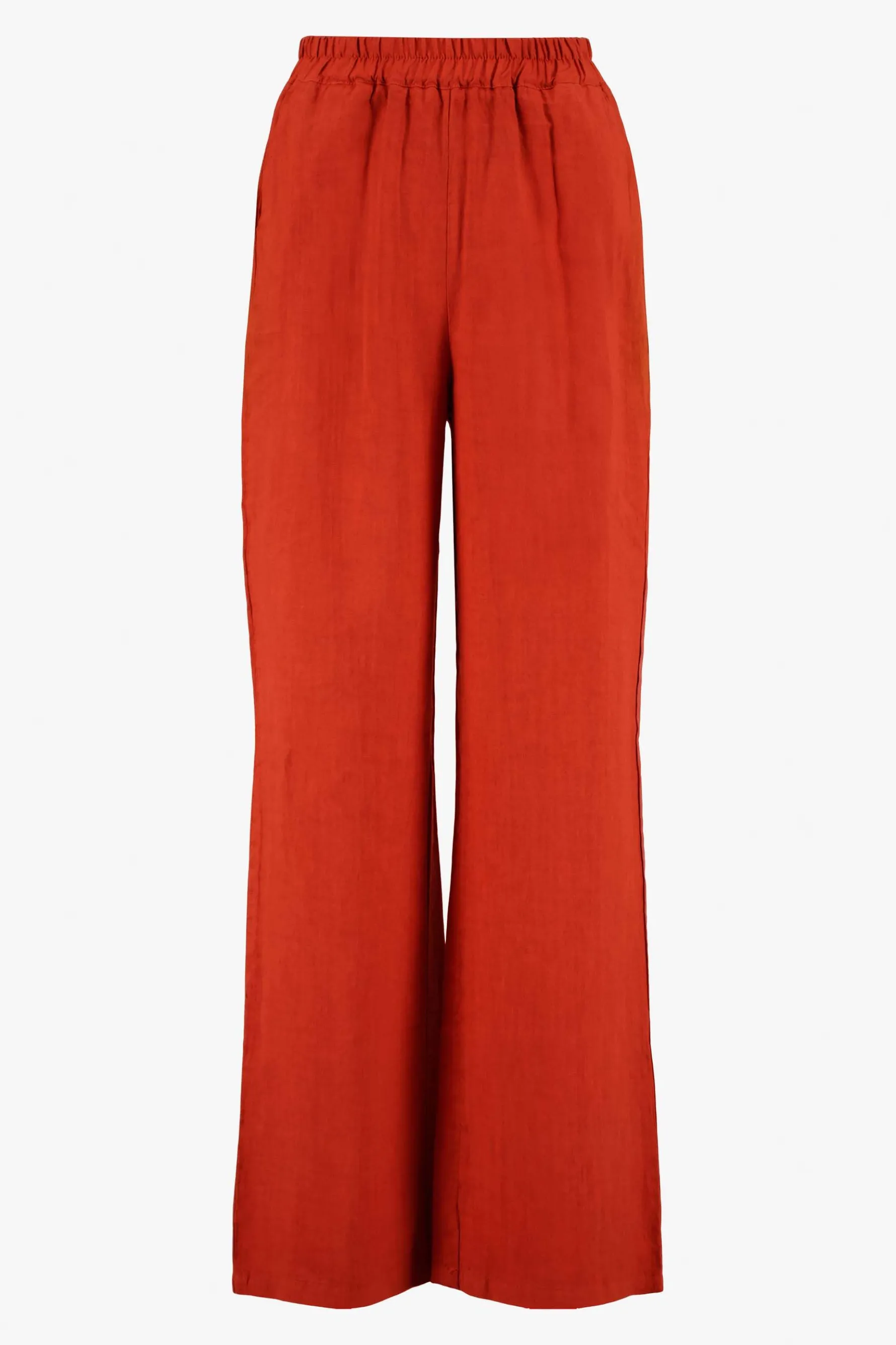 zusss linnen broek koraalrood