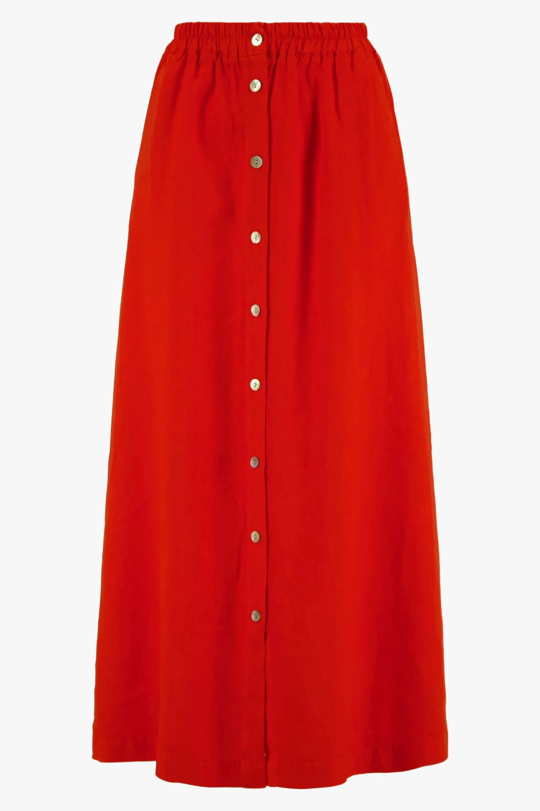 zusss linnen doorknooprok koraalrood