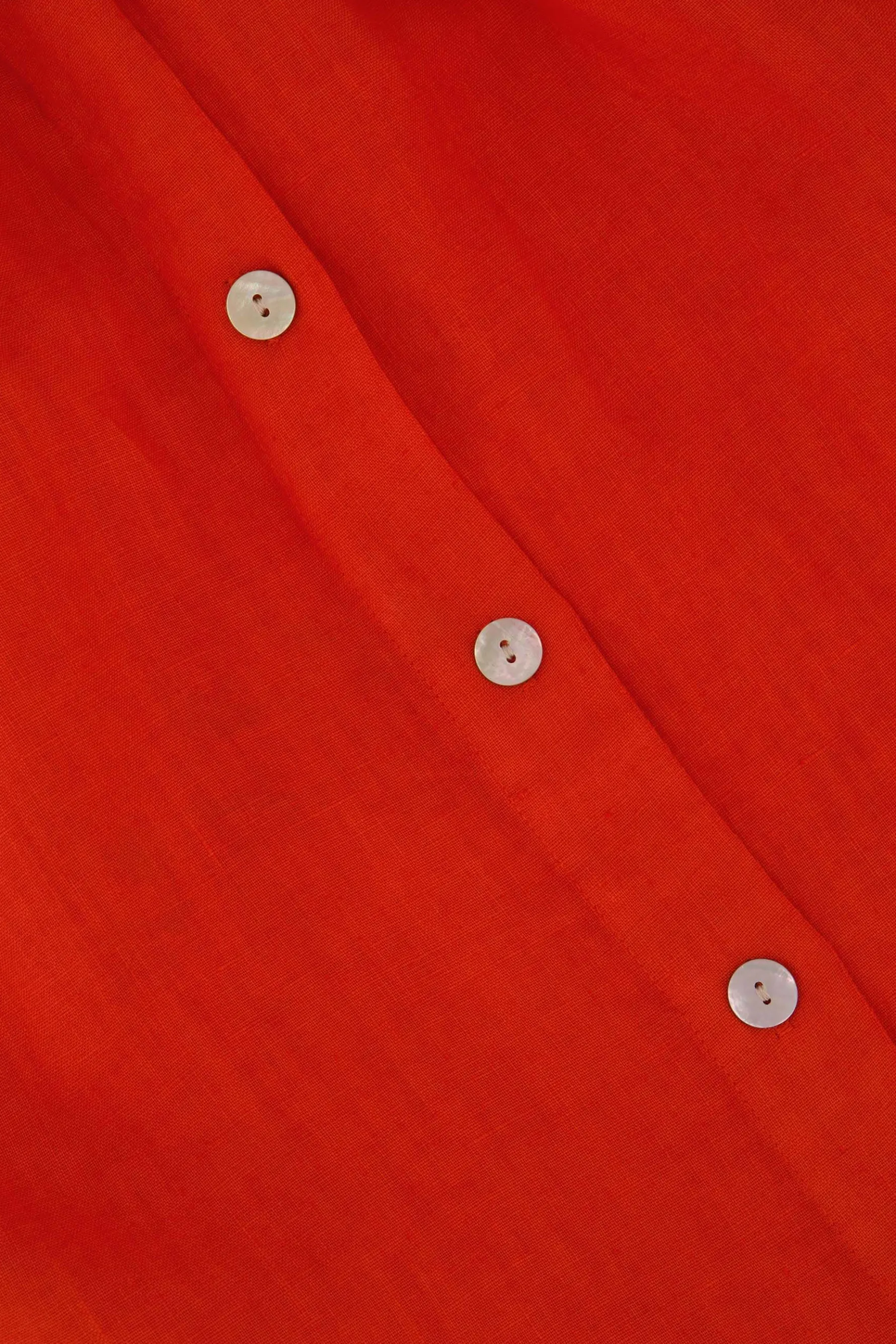 zusss linnen doorknooprok koraalrood