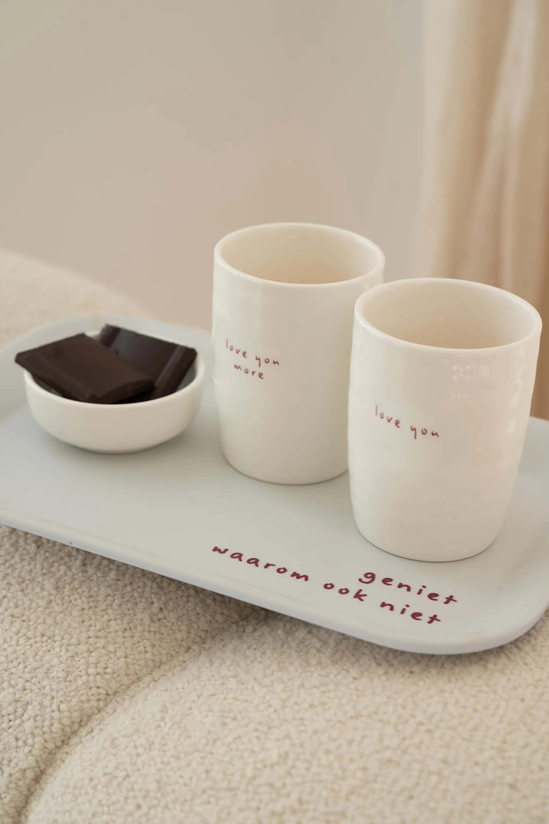 zusss melamine dienblad 29x19cm geniet off white/rood