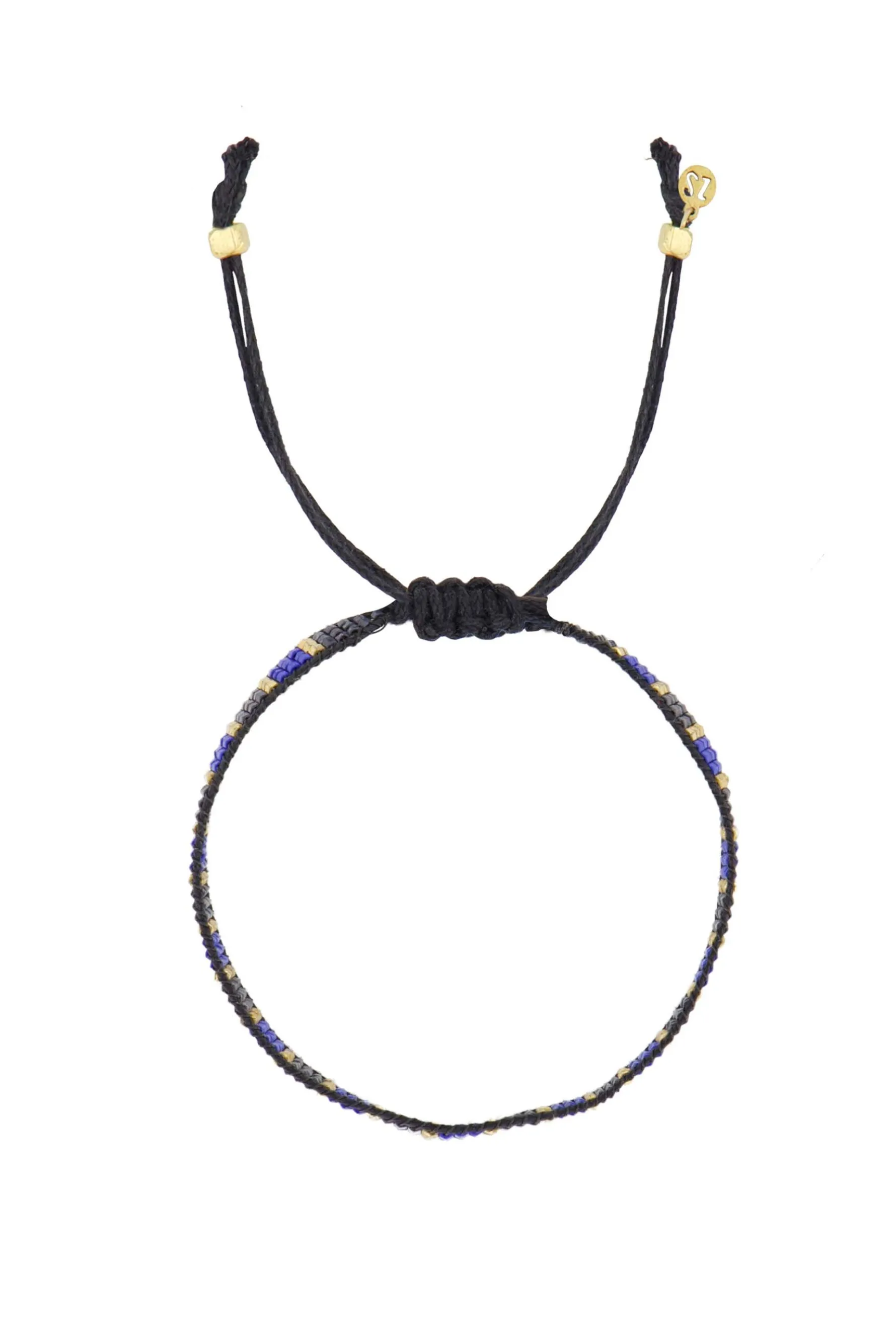 zusss miyuki armbandje streepje kobalt/antracietgrijs