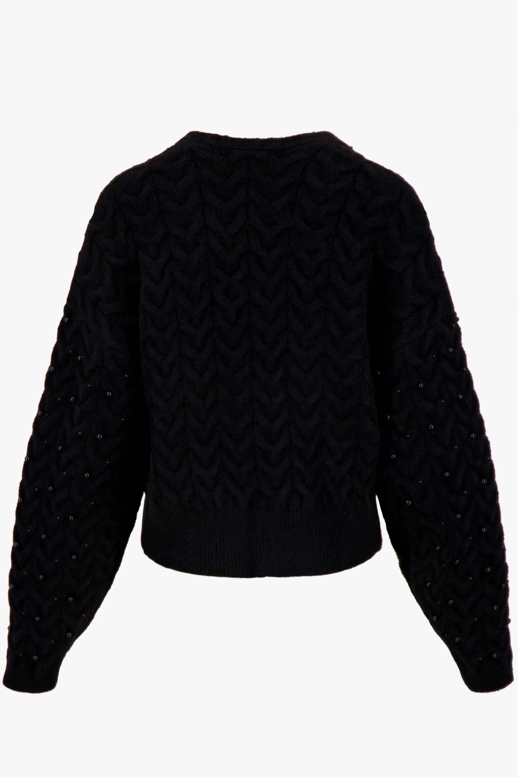 zusss openvallend vest met kraaltjes zwart