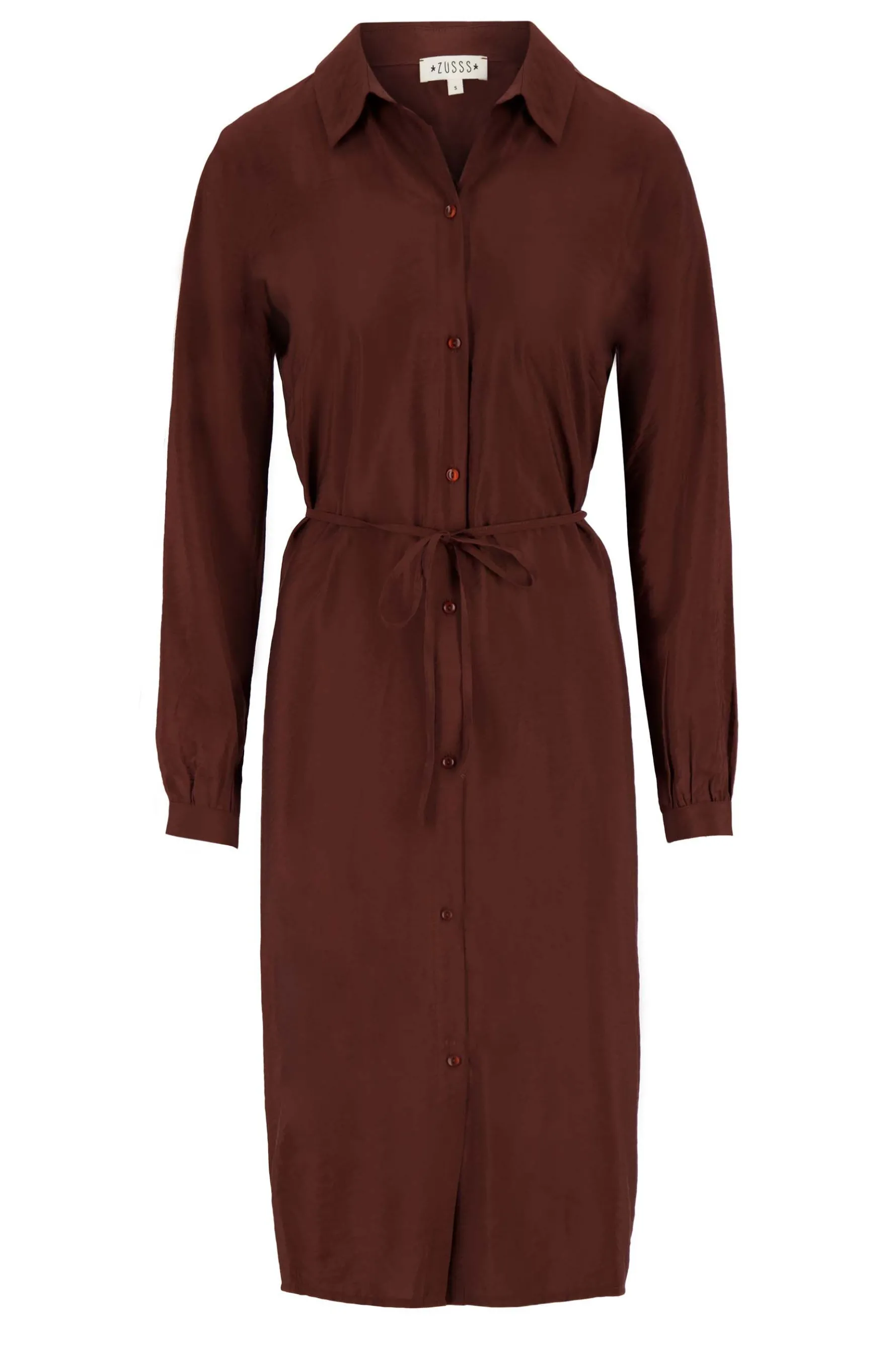 zusss overhemdjurk chocoladebruin