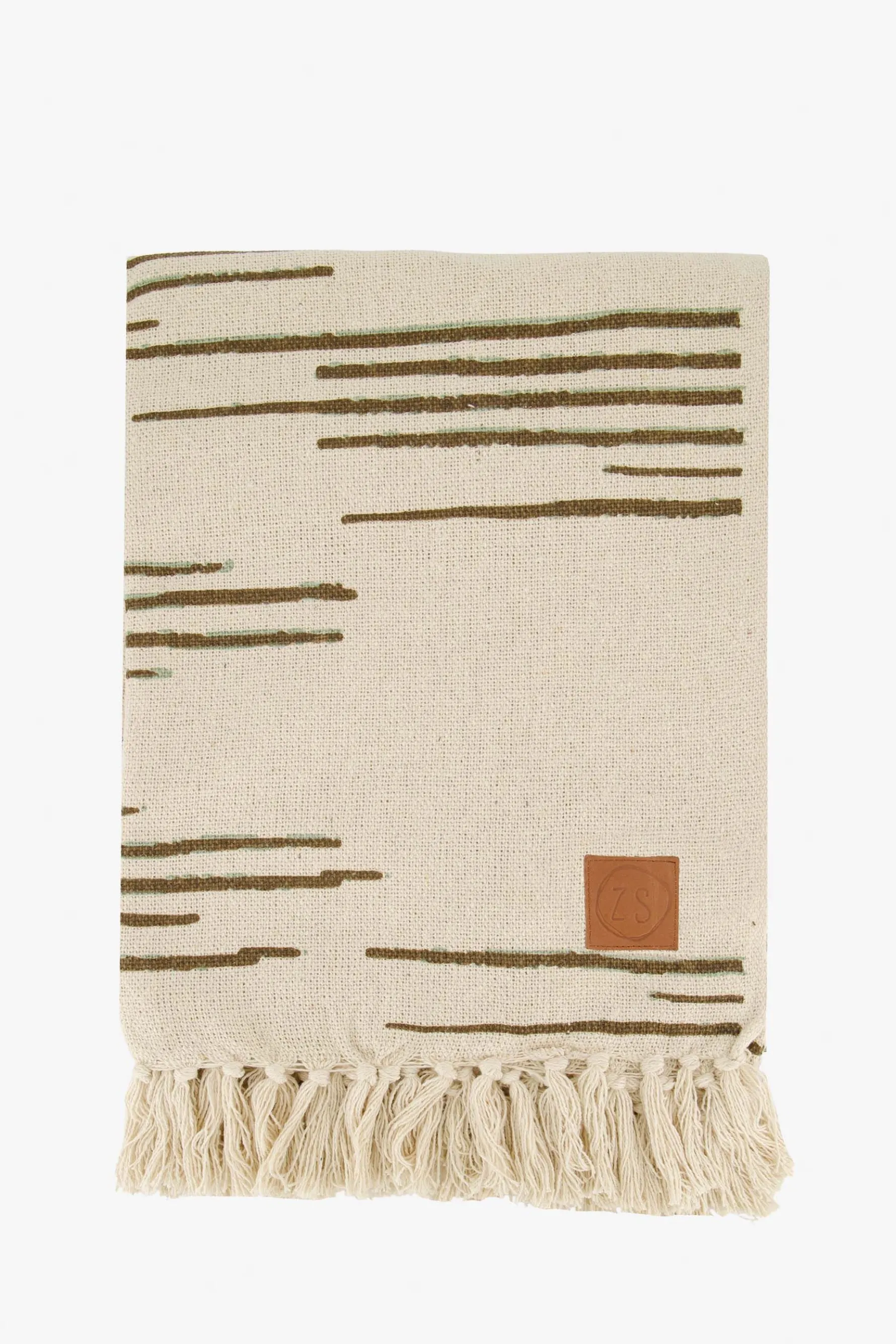 zusss plaid lijnenpatroon 130x170 zand/leem/saliegroen