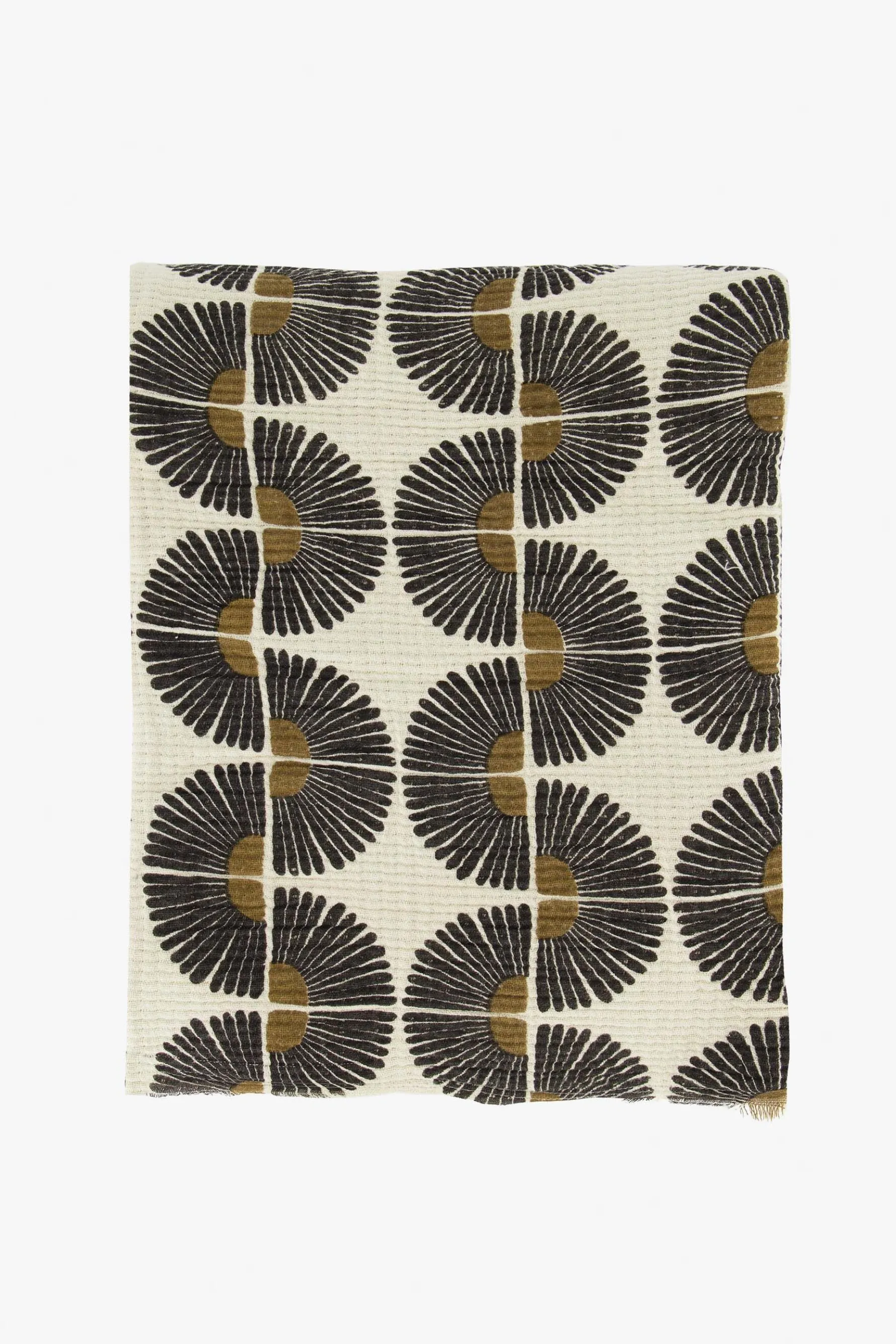 zusss plaid waaiers 130x170cm zand/antraciet/oker