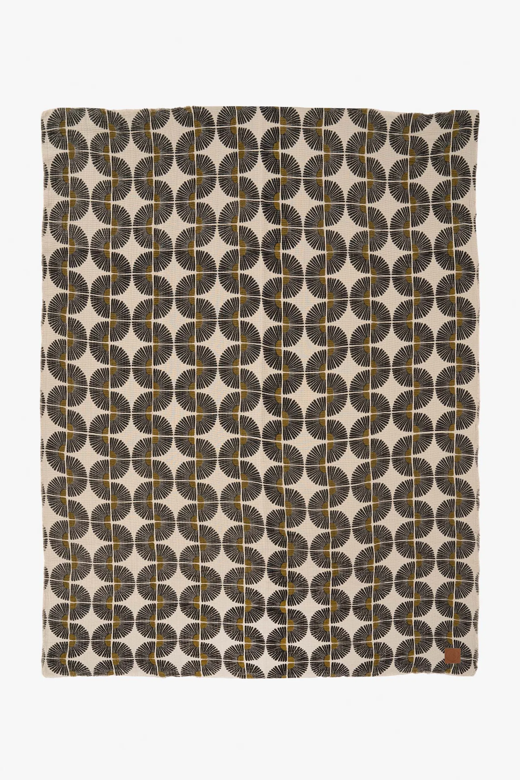 zusss plaid waaiers 130x170cm zand/antraciet/oker