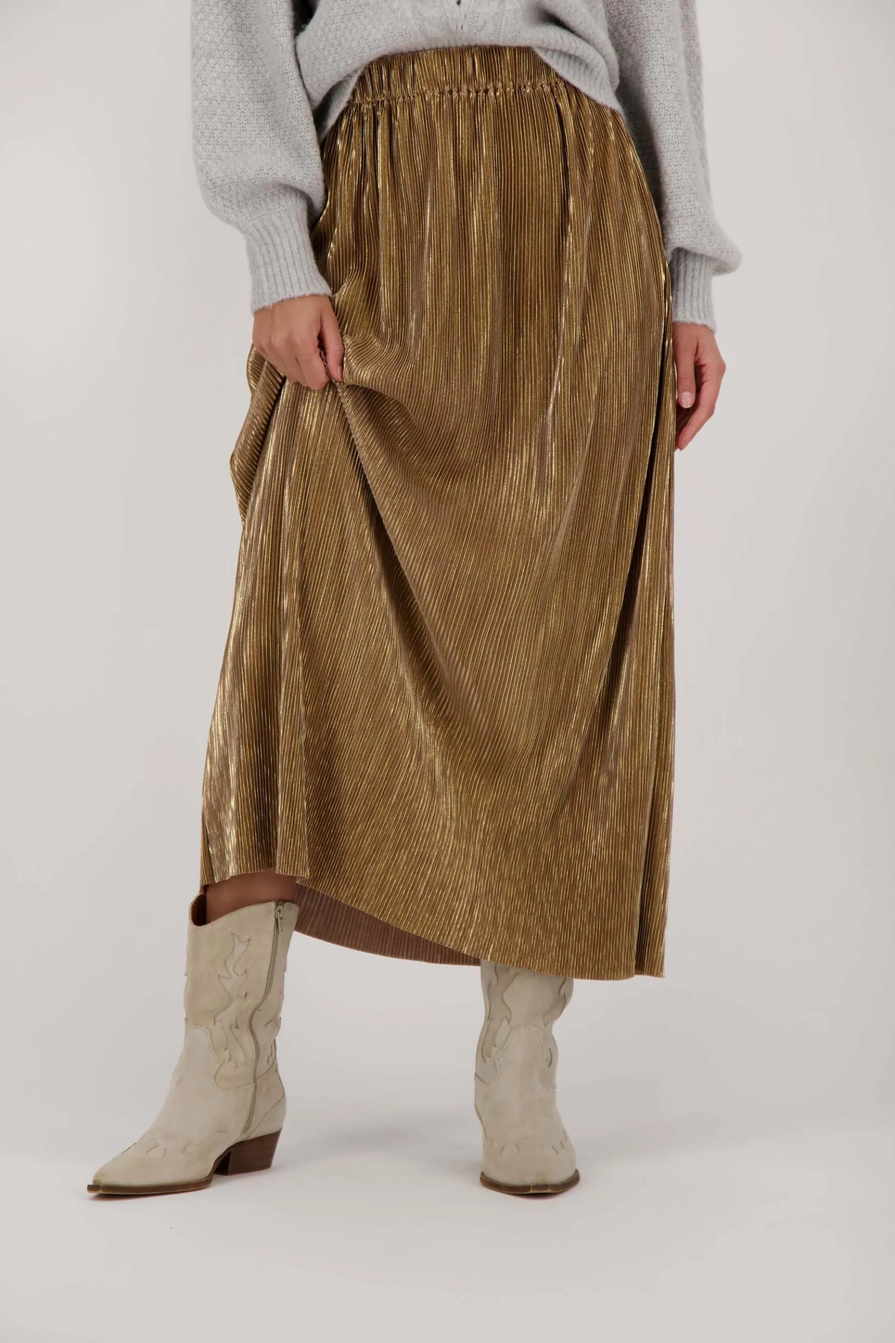 zusss plisse rok champagne goud