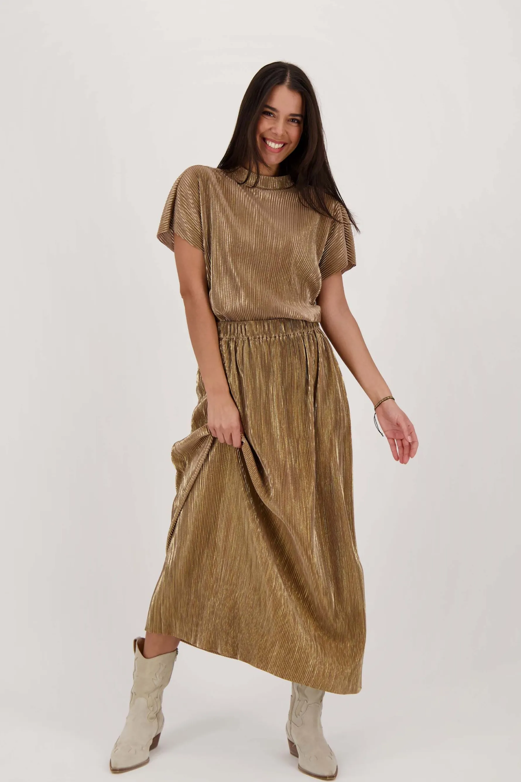 zusss plisse rok champagne goud