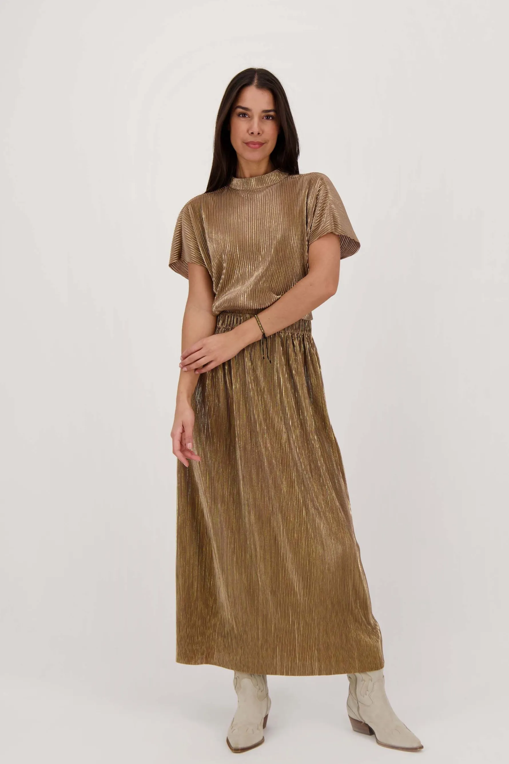 zusss plisse turtle top champagne goud