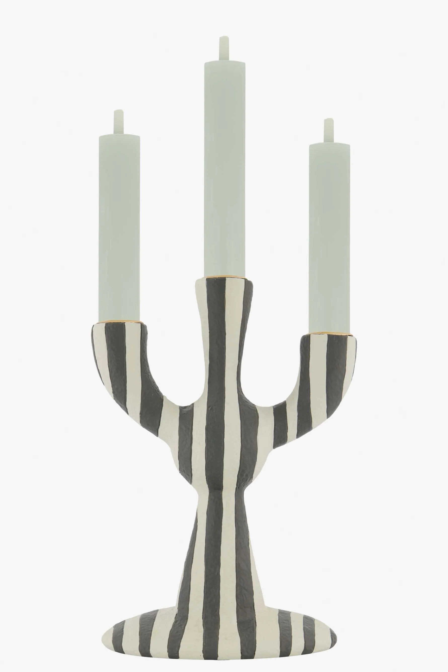 zusss polystone kandelaar met strepen zand/antraciet