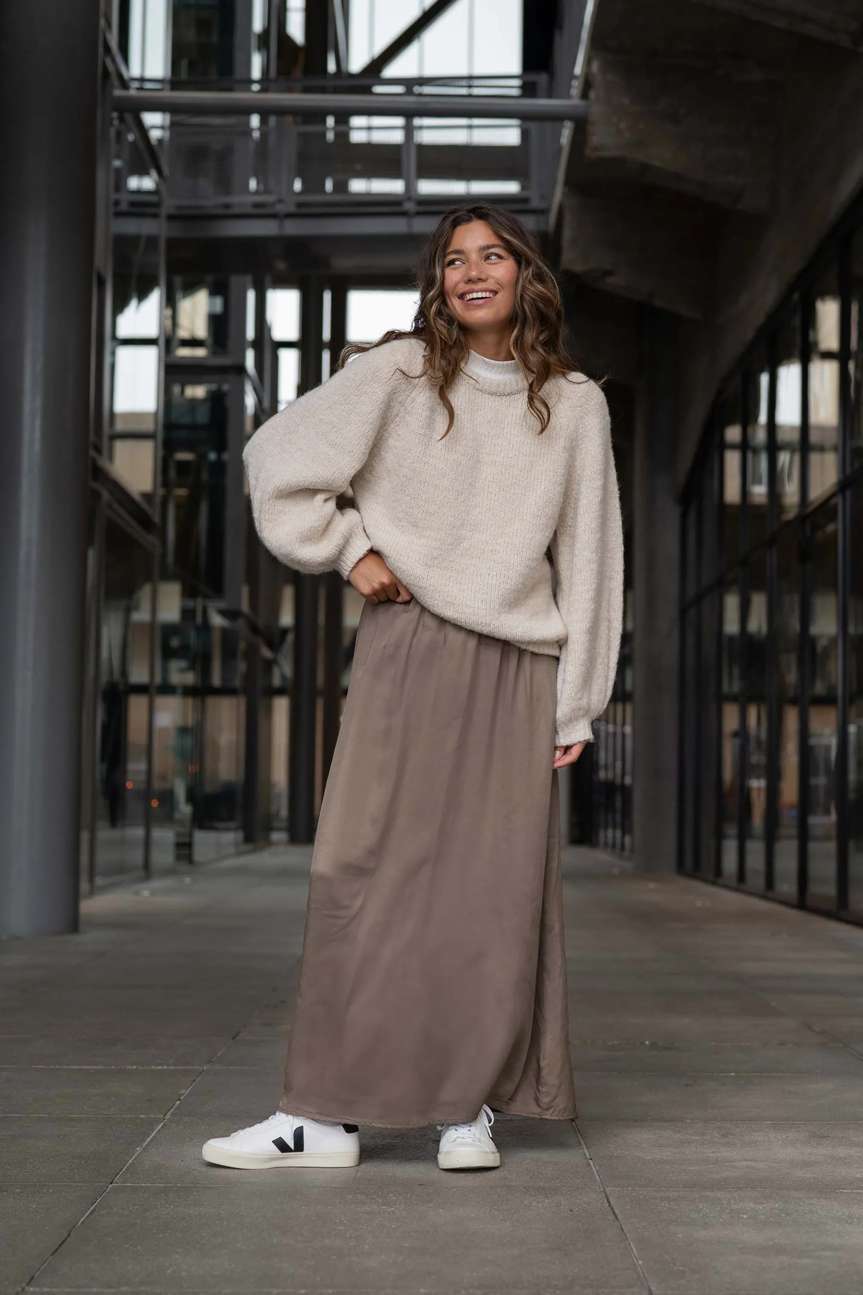 zusss satijnen twill rok donkergroen