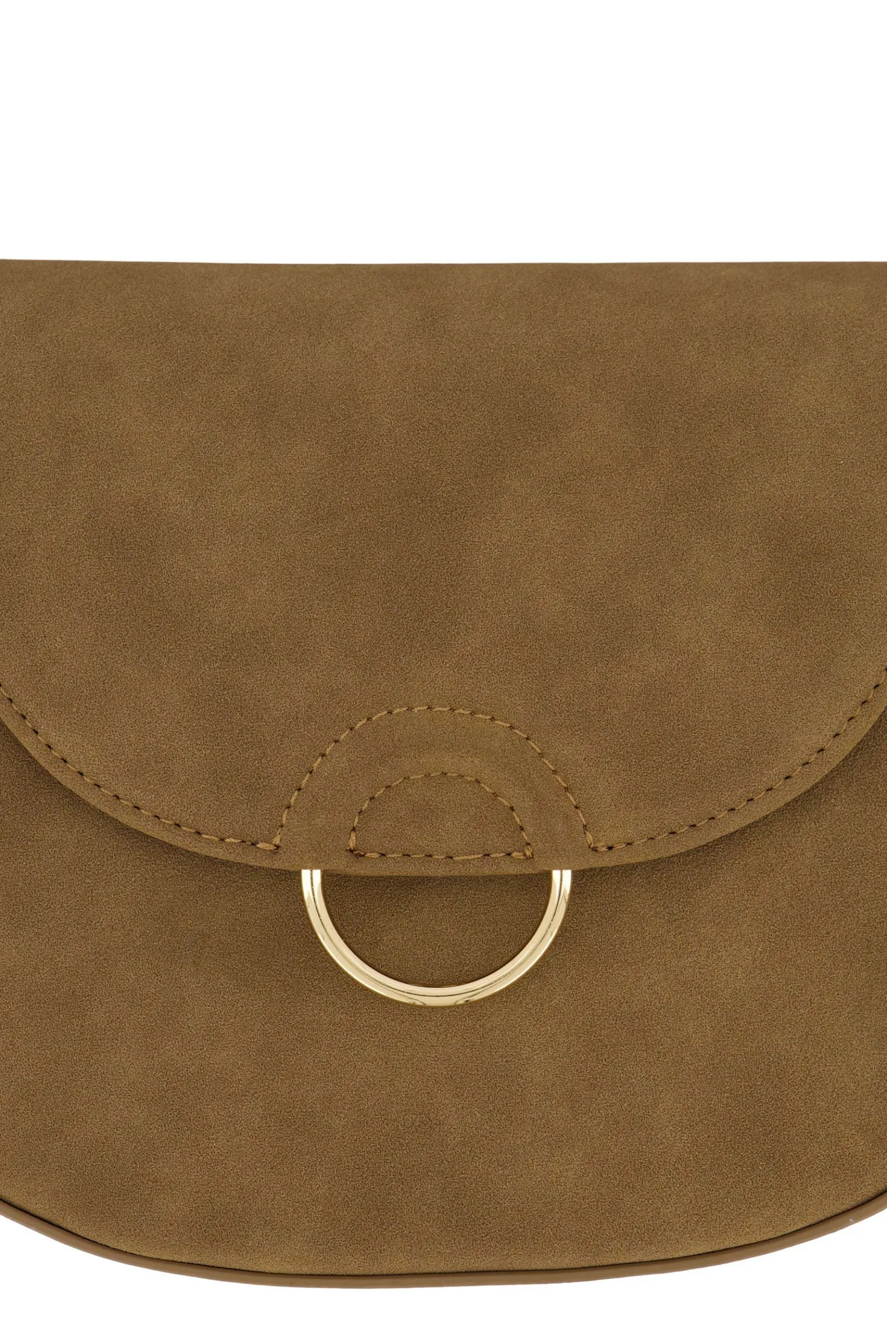 zusss schoudertas met gouden ring taupe