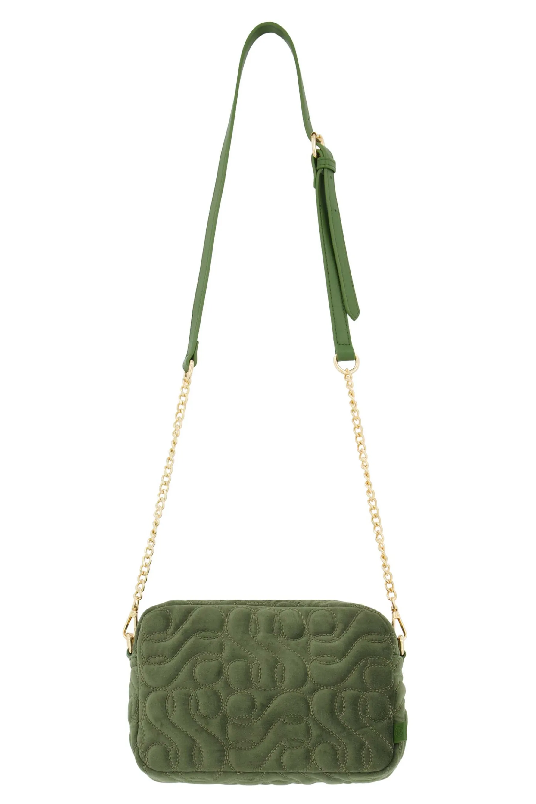 zusss schoudertasje met stiksels donkergroen