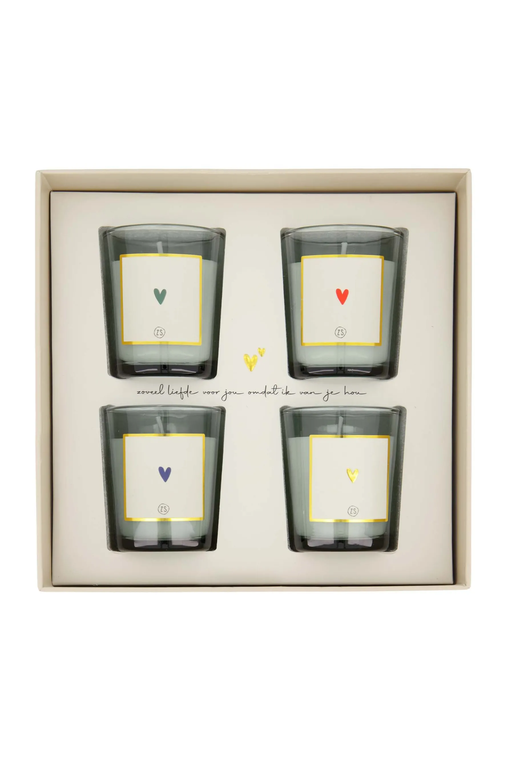 zusss set van 4 glaskaarsjes hartje wit