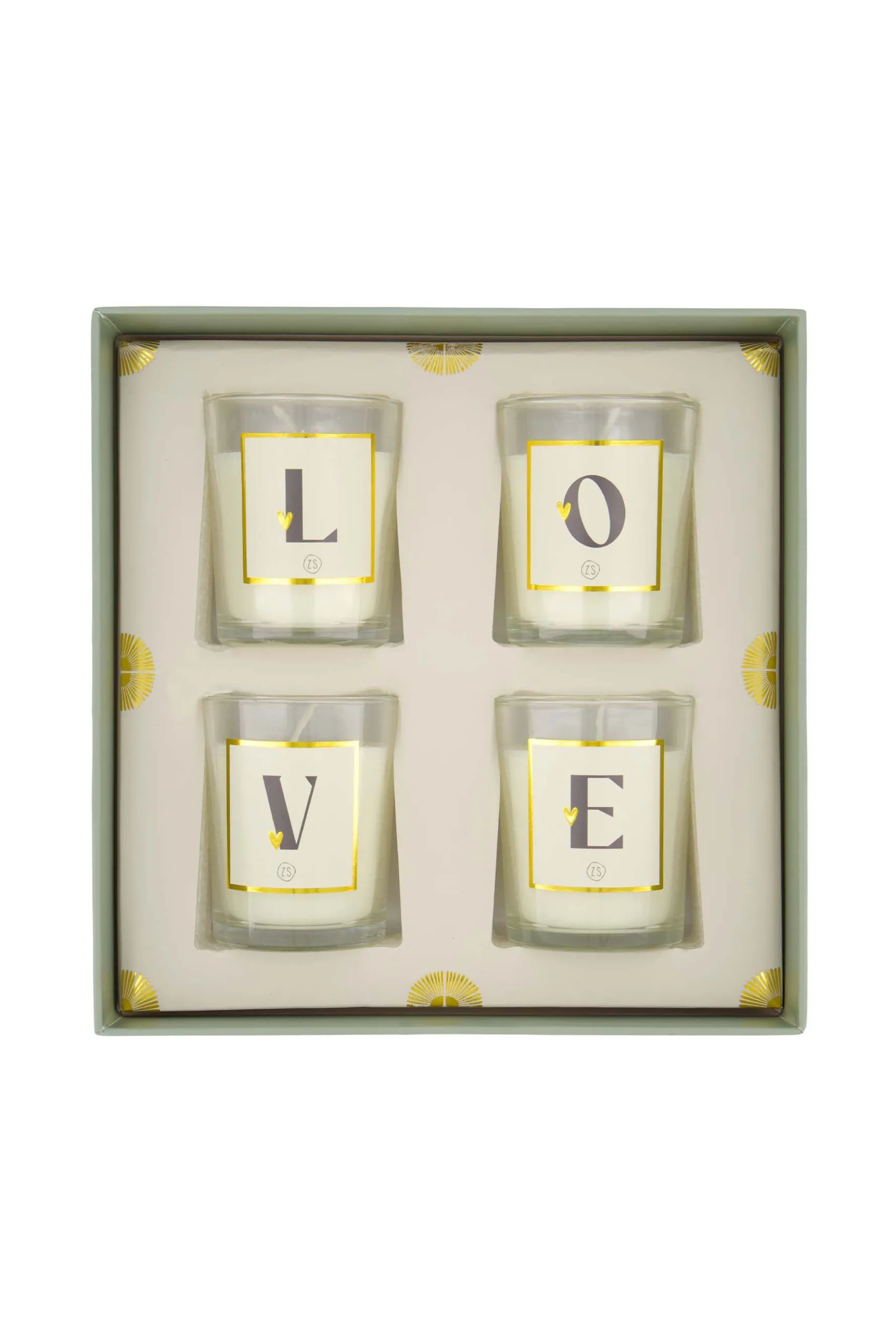 zusss set van 4 kaarsjes saliegroen