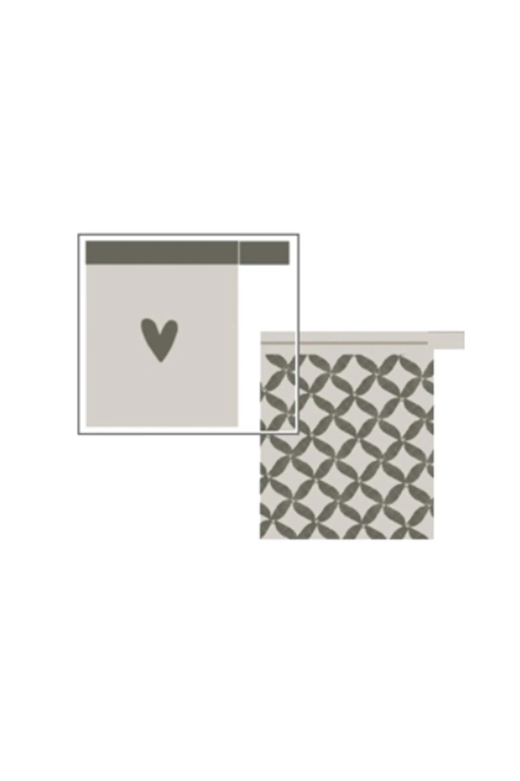 zusss set van 2 washandjes hartje/patroon antracietgrijs/zand