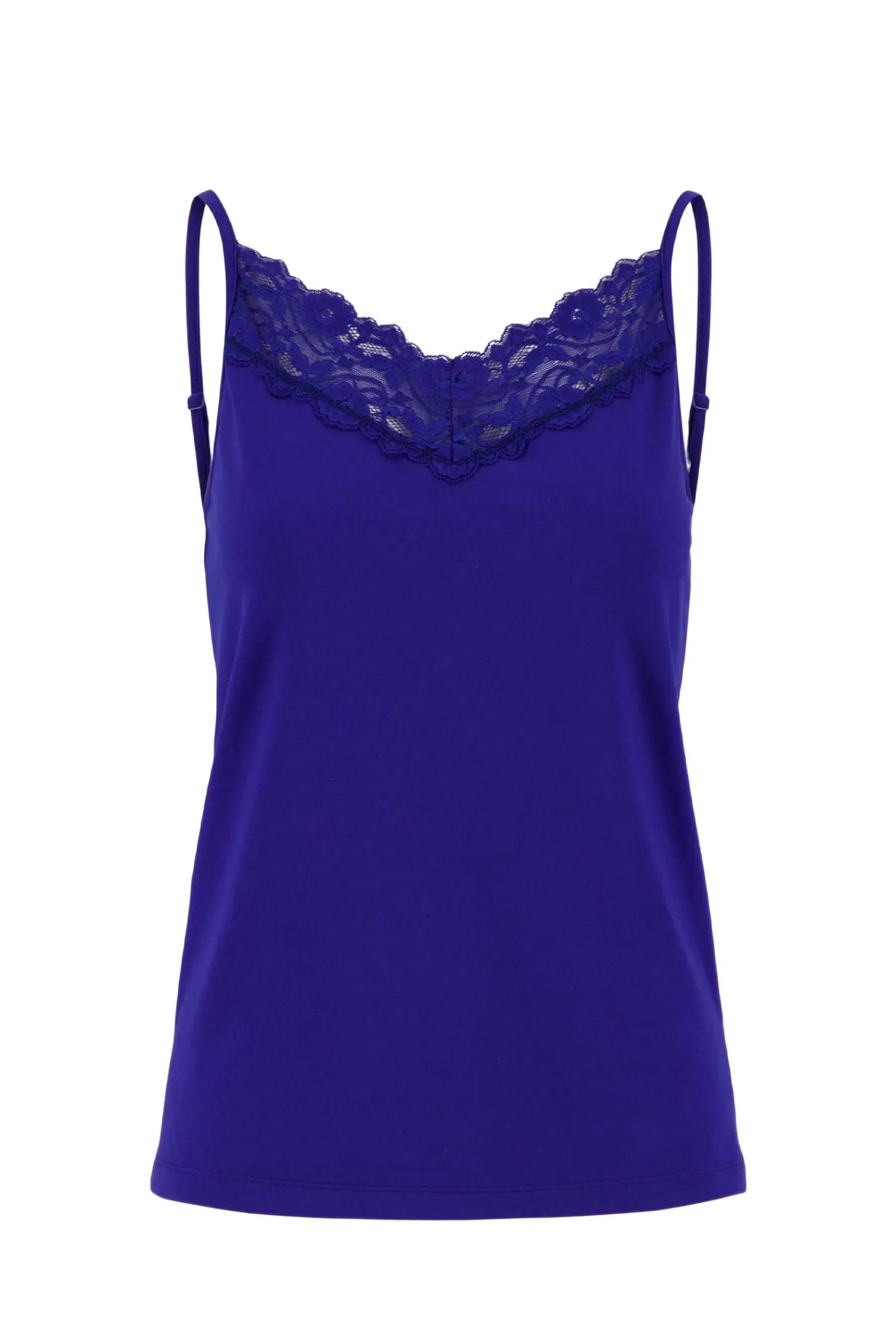 zusss spaghetti top met kant kobaltblauw