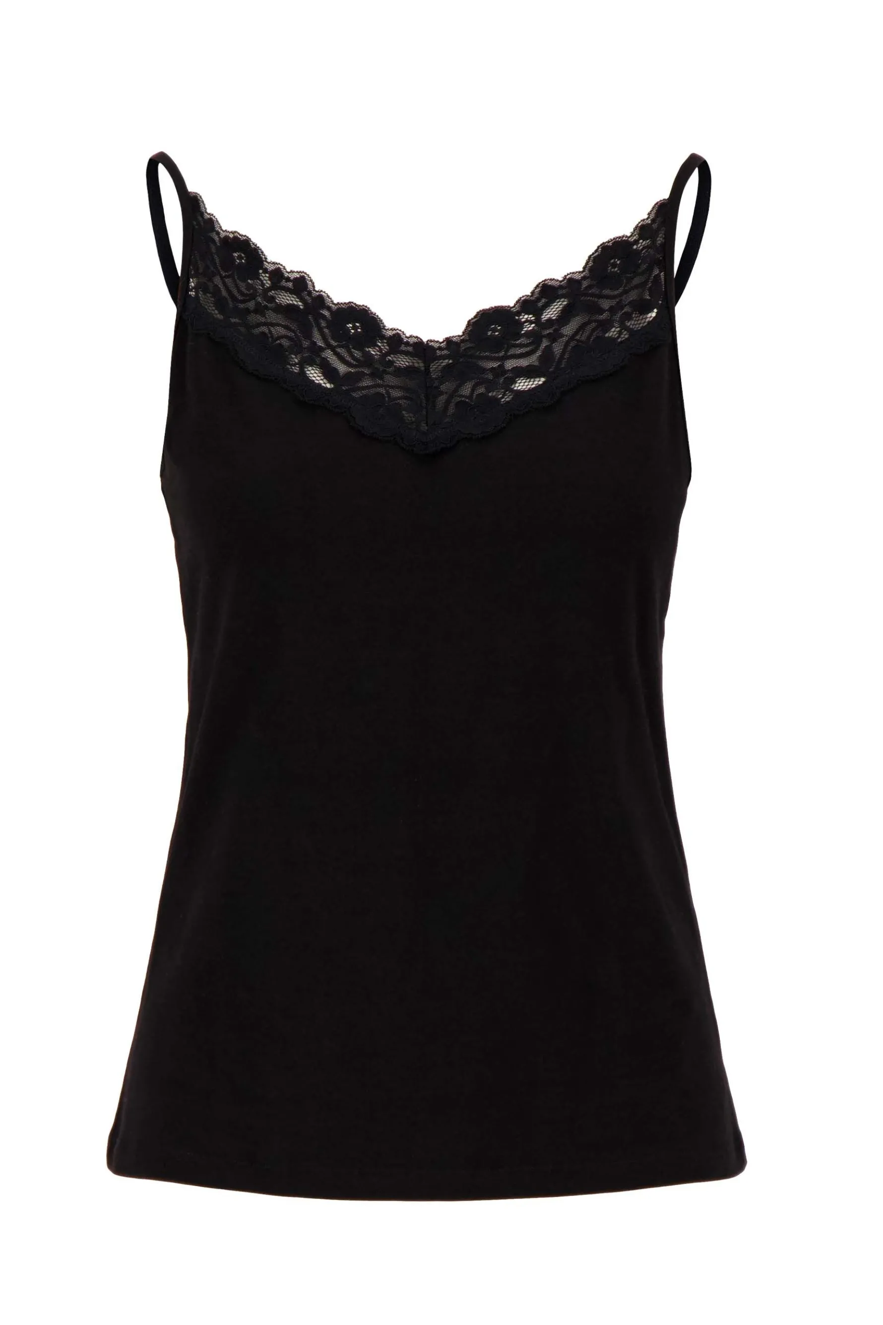 zusss spaghetti top met kant zwart