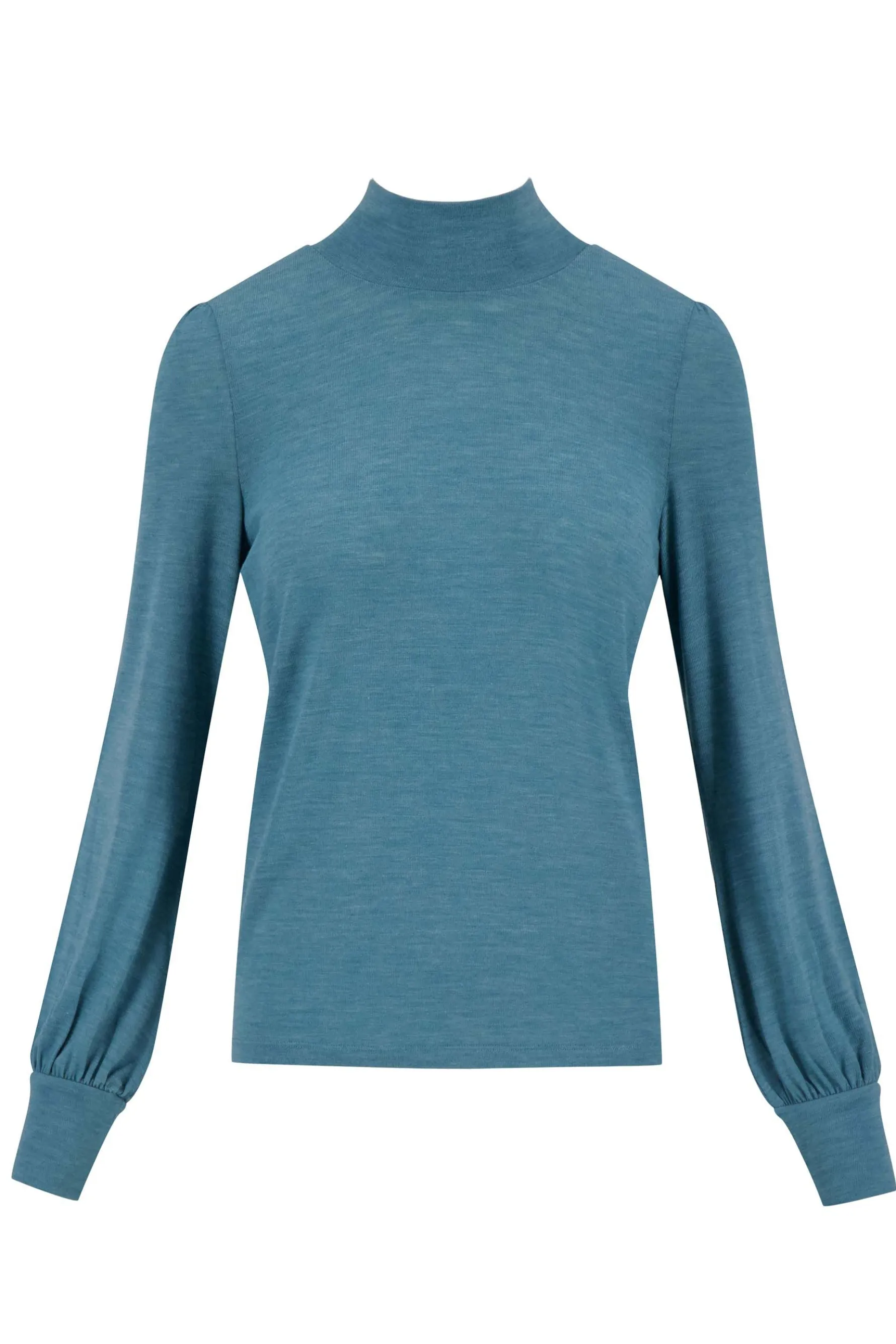 zusss top met lange mouwen en col grijsblauw