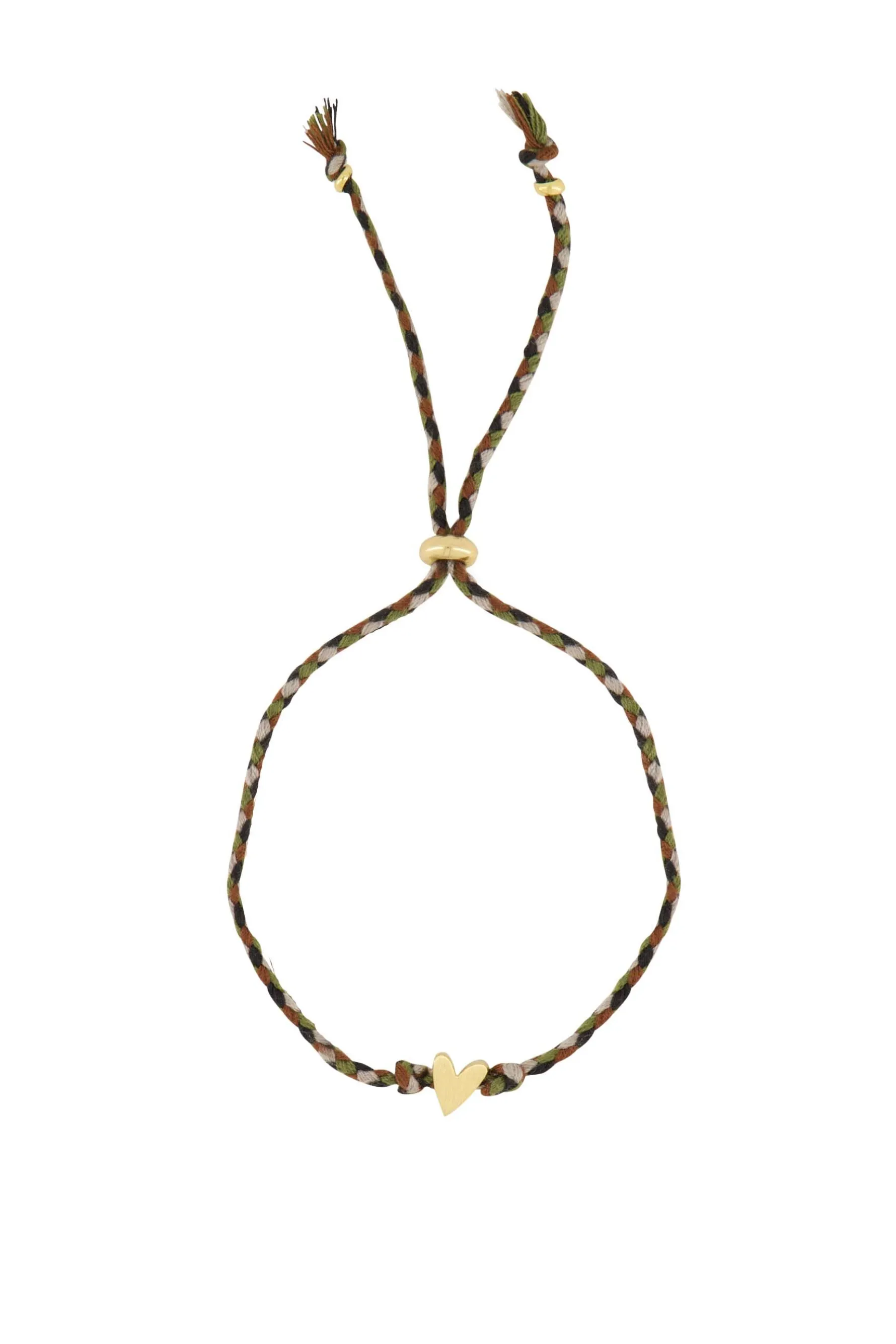 zusss touwarmbandje met hartje saliegroen/goud