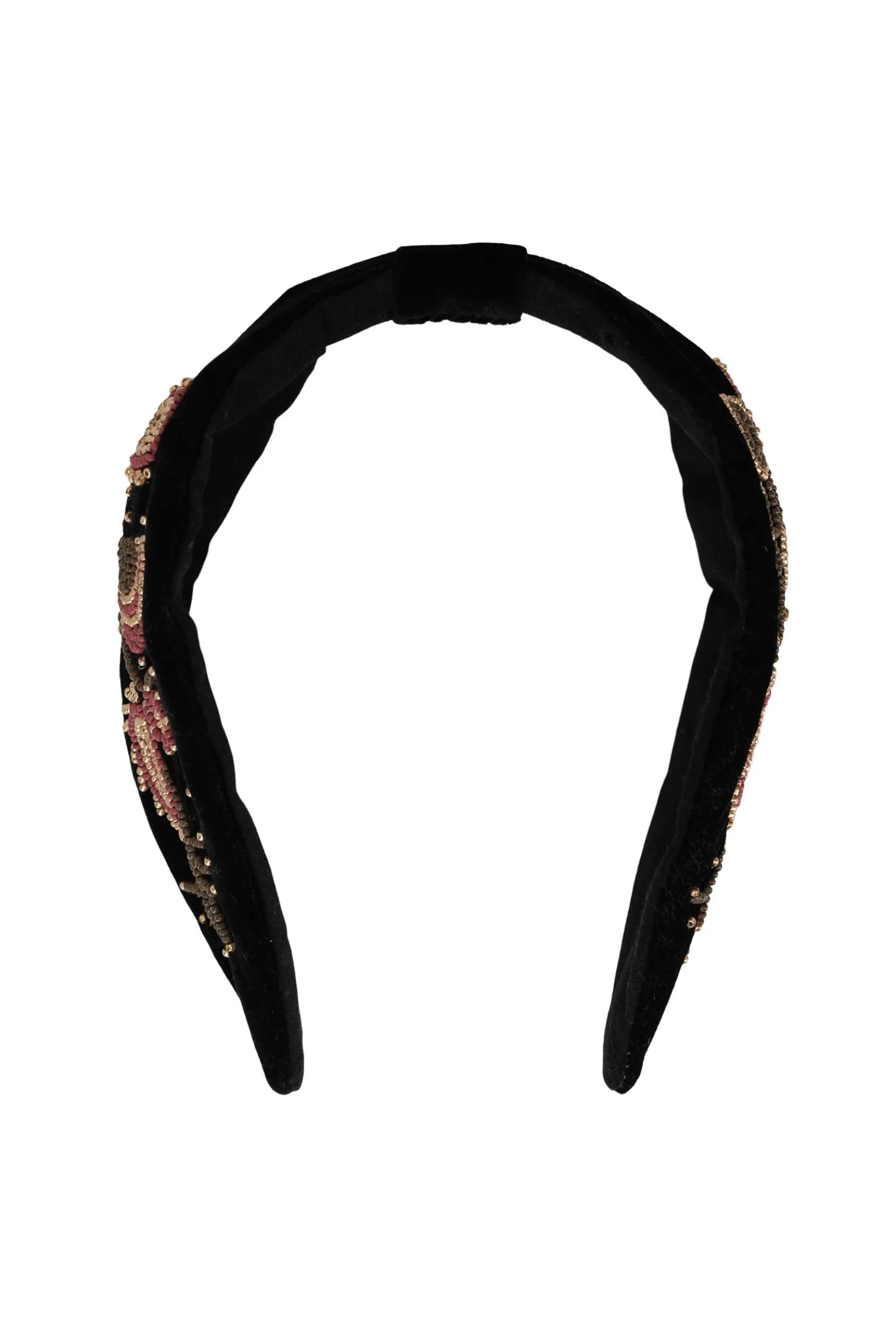 zusss velvet haarband met geborduurde kraaltjes zwart