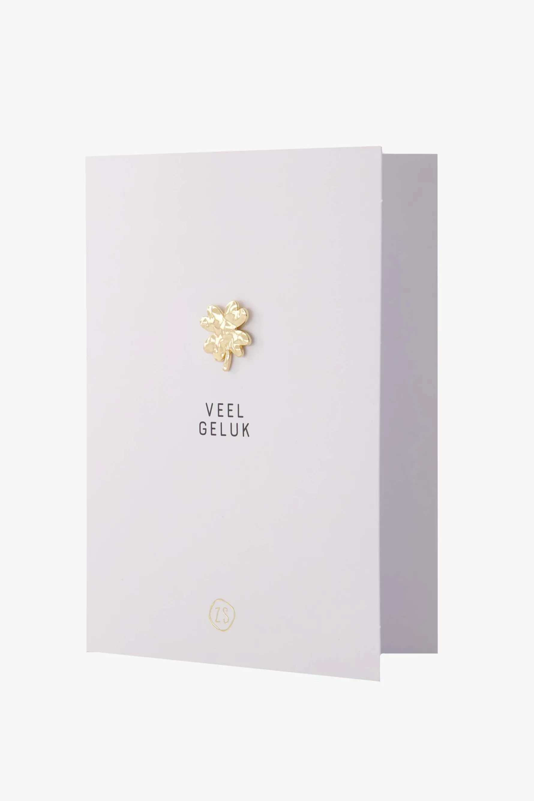 zusss wenskaart met broche klavertje wit